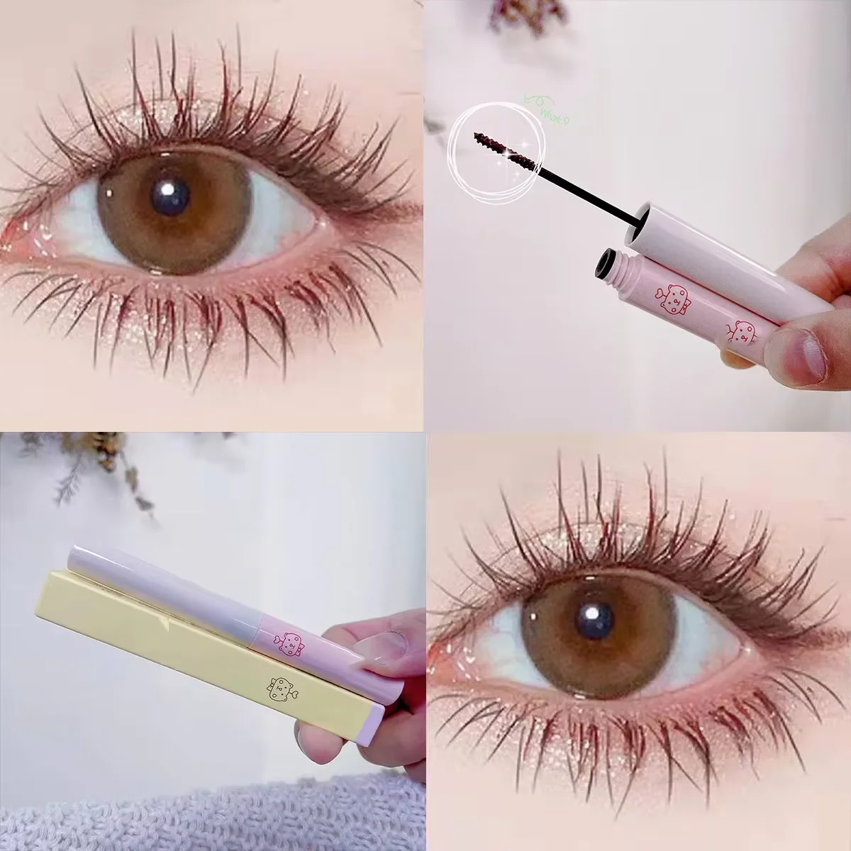 Ultra-fine Mascara Curl Thick Lengthening Eyelash Mascara Waterproof Non-smudge Brown Natural Curling Fine Brush Mascara Makeup