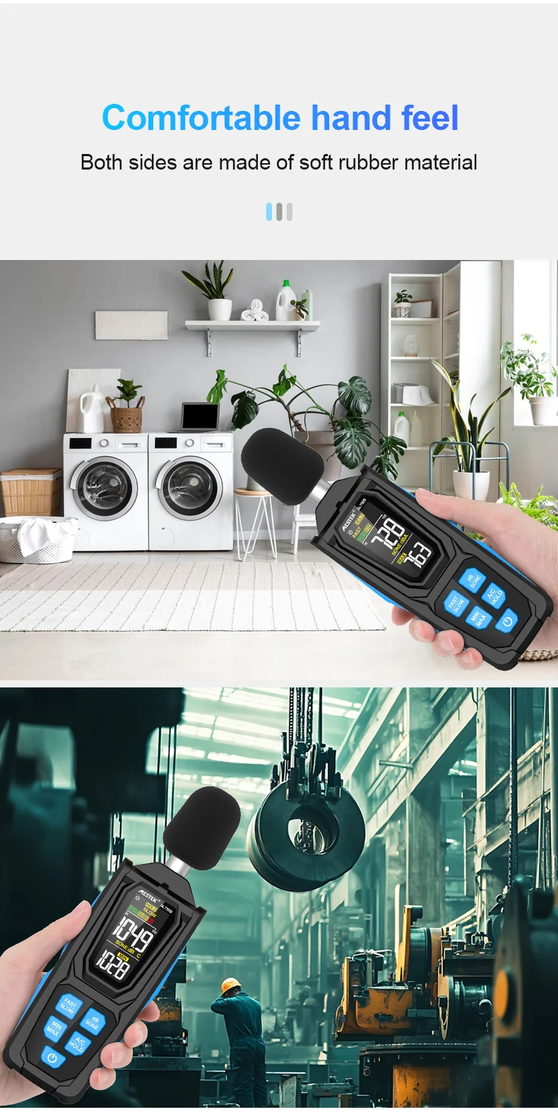 SL750B Digitales Schallpegelmessgerät 30–130 dB A/C gewichtetes professionelles Sonometer Lärmtester Lärm Dezibel-Messgerät – Detail 11