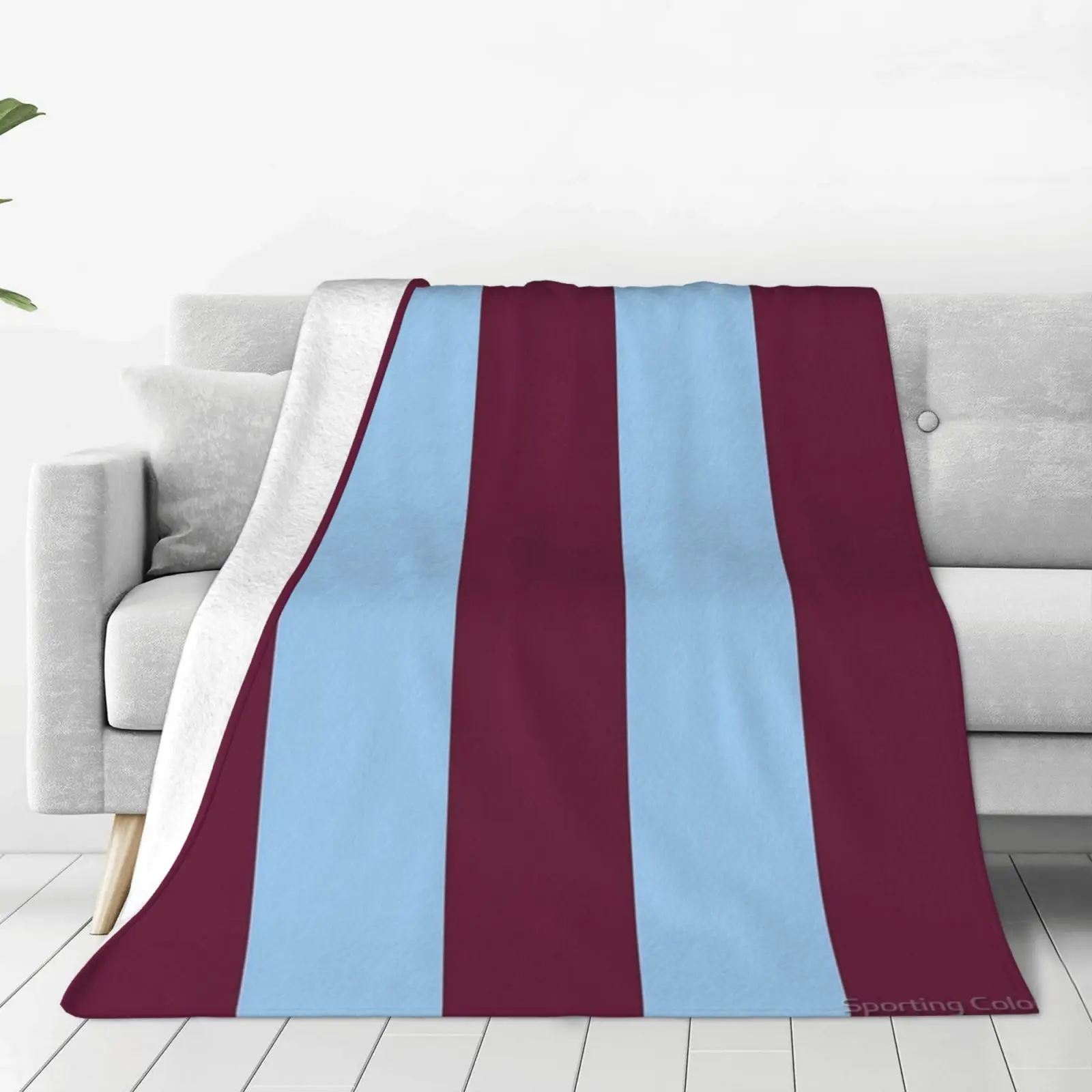 Aston Villa Retro 2000 Claret And Blue Home Striped For Kids Sofa Cover Winter Warm King Size Anime Blanket