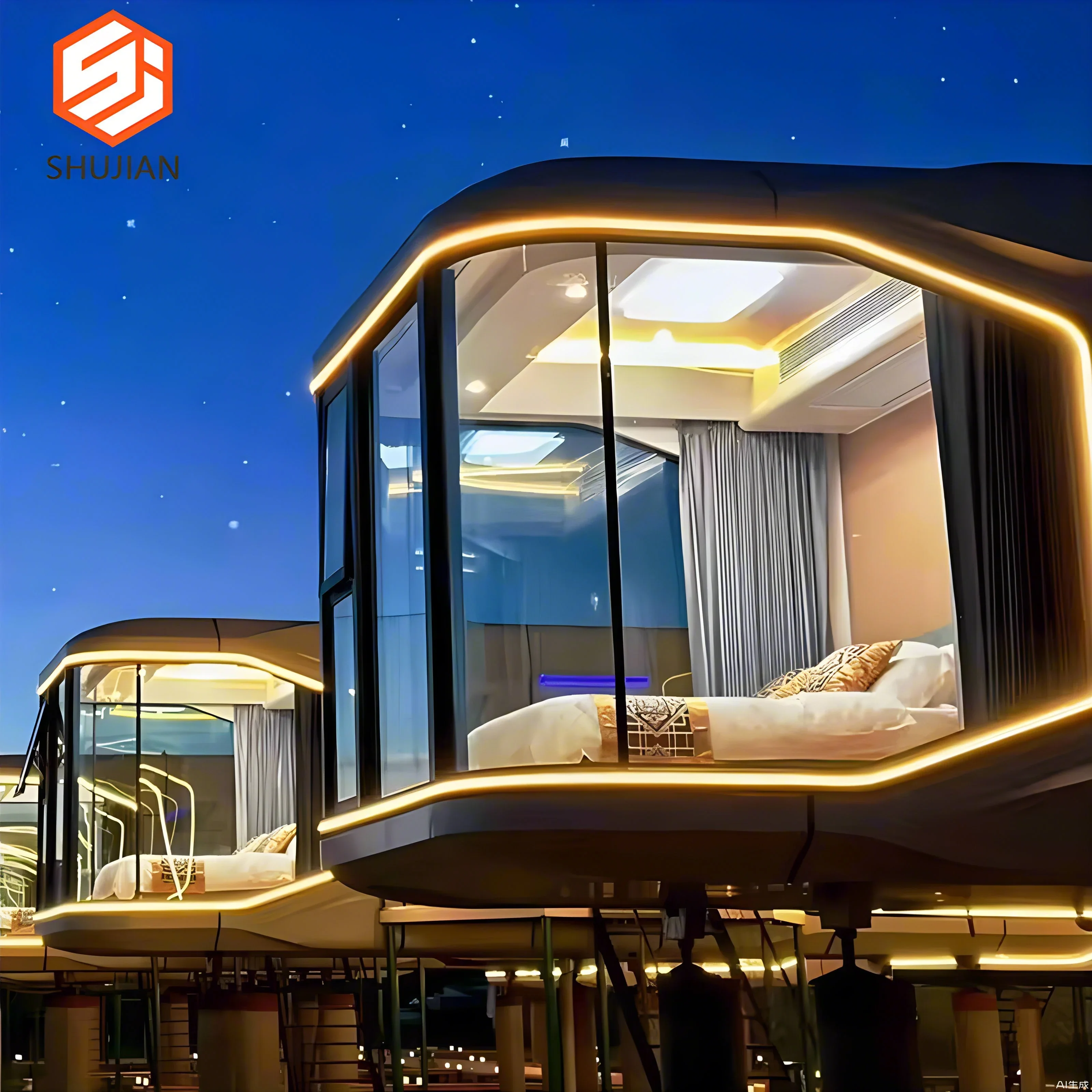 Luxury Prefab House Tiny Mobile Houses Prefabricated Modular Home Foldable Space Cap sule For Feature