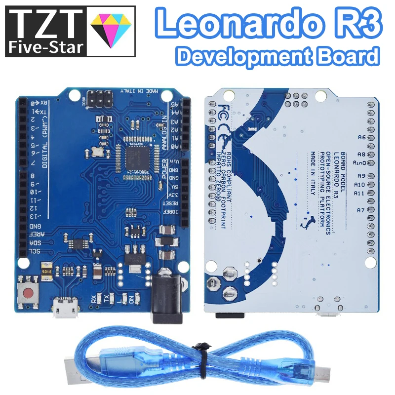 Макетная плата Leonardo R3 с микроконтроллером Atmega32u4, макетная плата с USB-кабелем, совместимая с Arduino, стартовый комплект «сделай сам»
