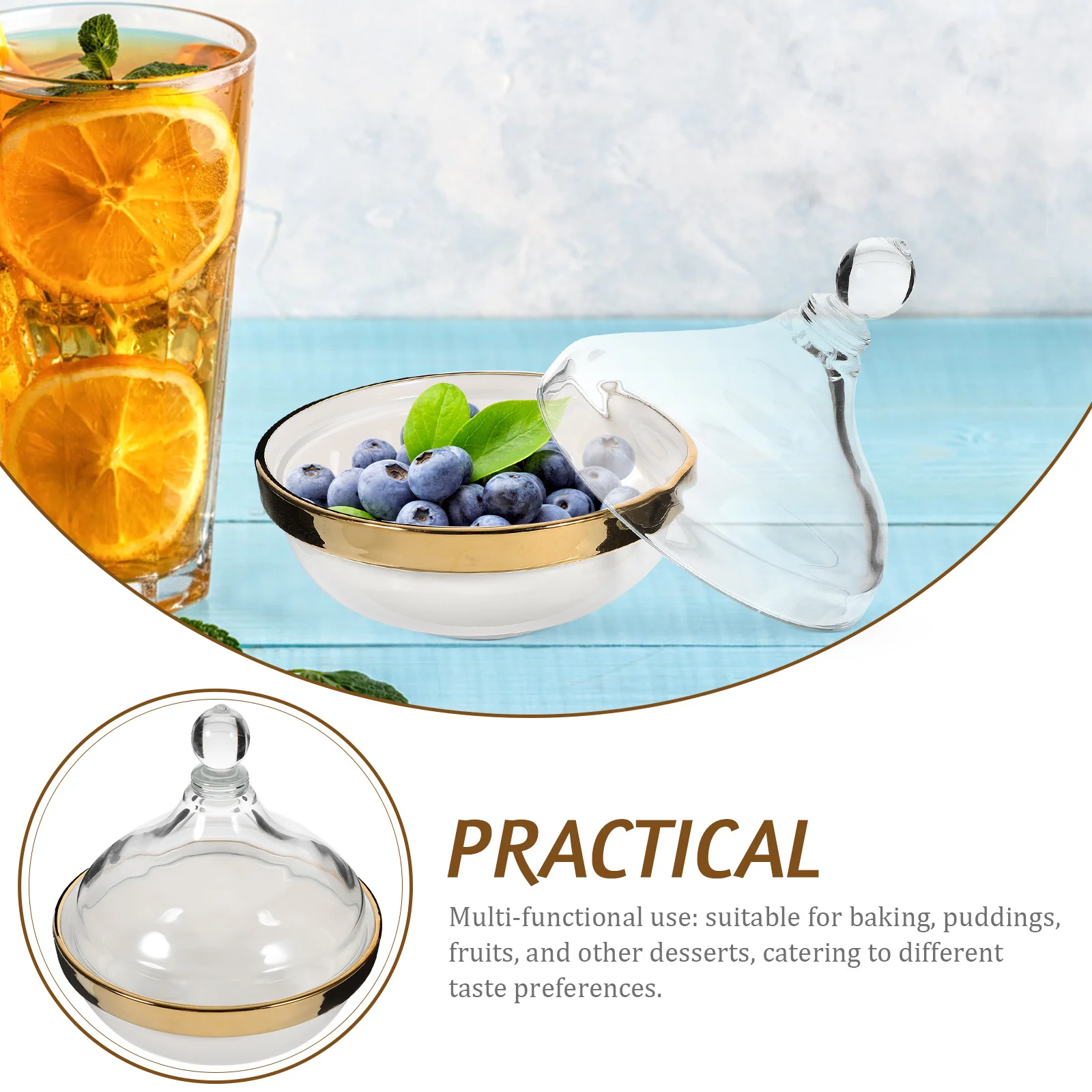 

Ceramic Dessert Bowl with Lid Multipurpose Baking Pudding Fruit Storage Bowl Home Kitchen Lidded Baking Bowls Dessert Ramekin