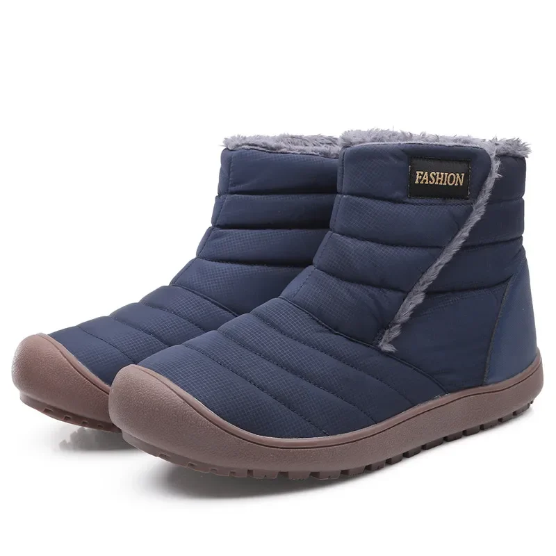 Botas de neve de pelúcia impermeáveis masculinas, sapatos casuais de trabalho, tênis de borracha antiderrapante, quente, tamanho grande, casais, inverno