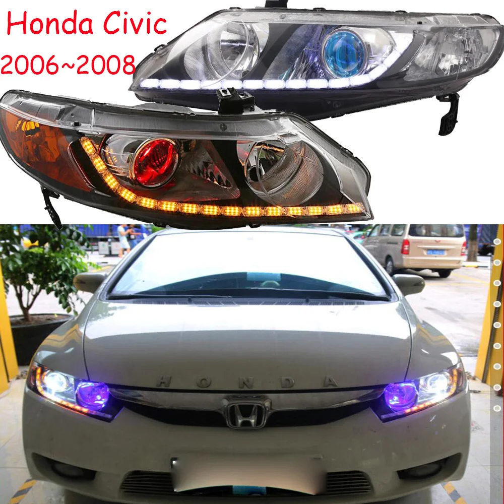 2pcs Cars Styling Headlights For CIVIC 8th Headlight DRL 2006 2007 2008year LED Running lights Bi-Xenon Beam Fog