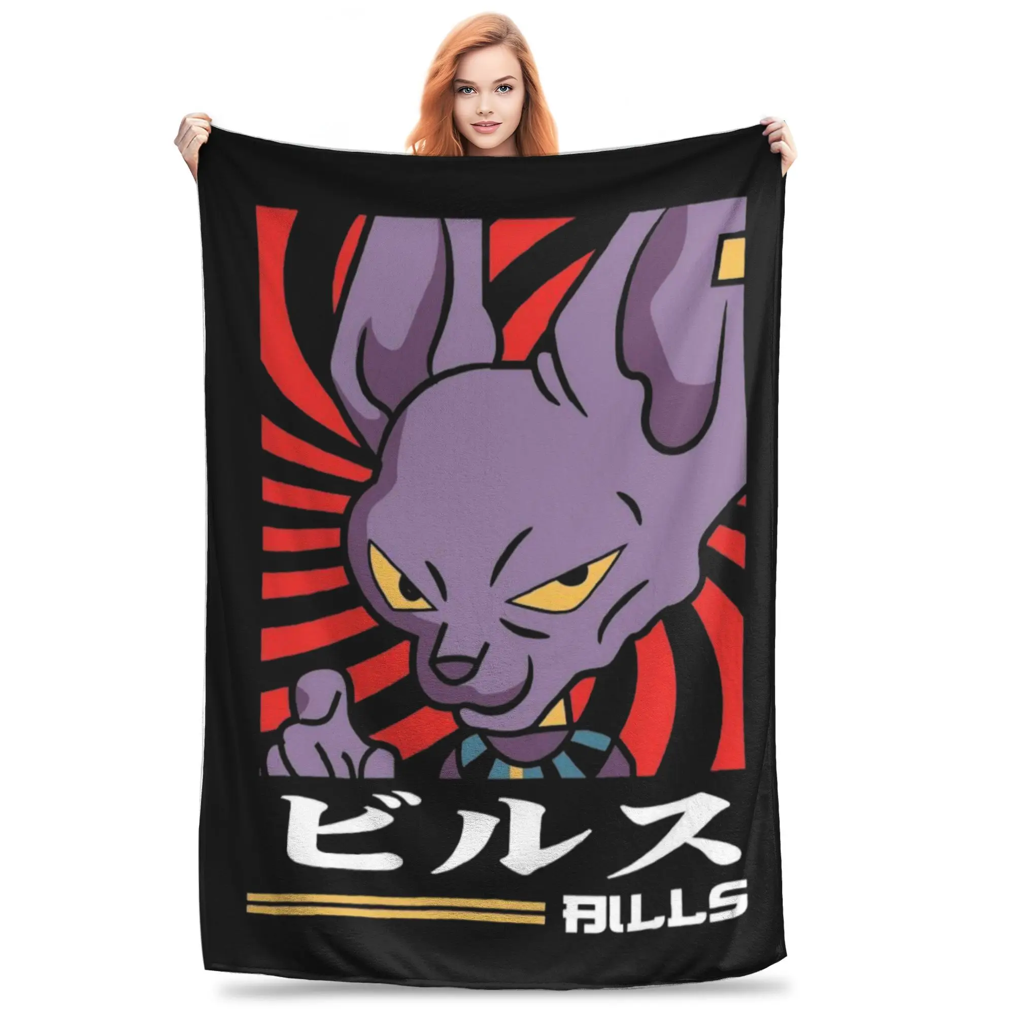 

Dragon Ball Chibi Beerus The Divine Destroyer Flannel Blanket Throw Blankets for Sofa Bedding Lounge 150*125cm Plush Thin Quilt