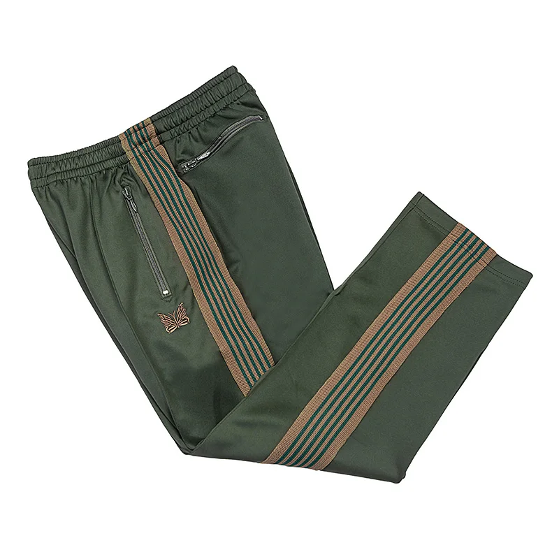 Military Green Side Edge Weaving Pants Men Woman Fashion Wide Legs Embroidery Motion Casual Straight Cylinder Trousers