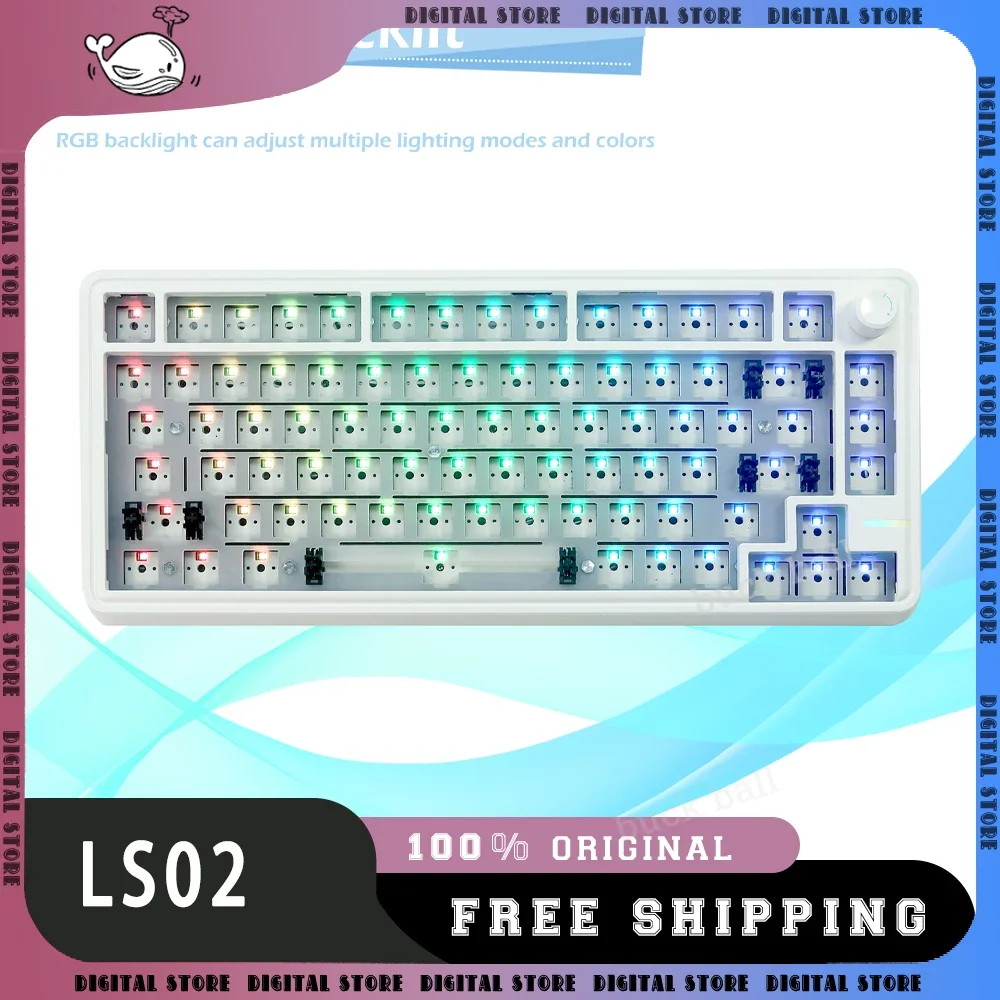 

ZUOYA LS02 Mechanical Gamer Keyboard Kit 3Mode 2.4G/USB/Bluetooth Wireless Keyboard Kit Hot Swap RGB Backlit Gaming Keyboard Kit