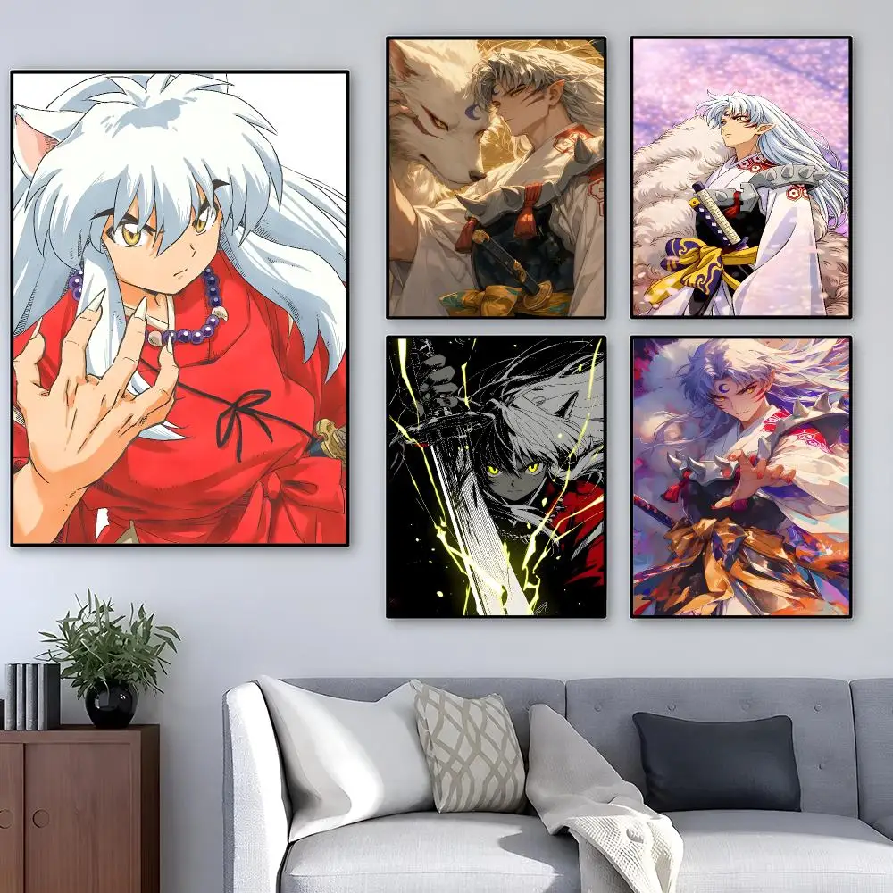 Anime Inuyasha Kagome Sesshomaru Poster Pop Wall Art PP Decorative Water-Resistant Print Apartment Dorm Office Room Decor Gift