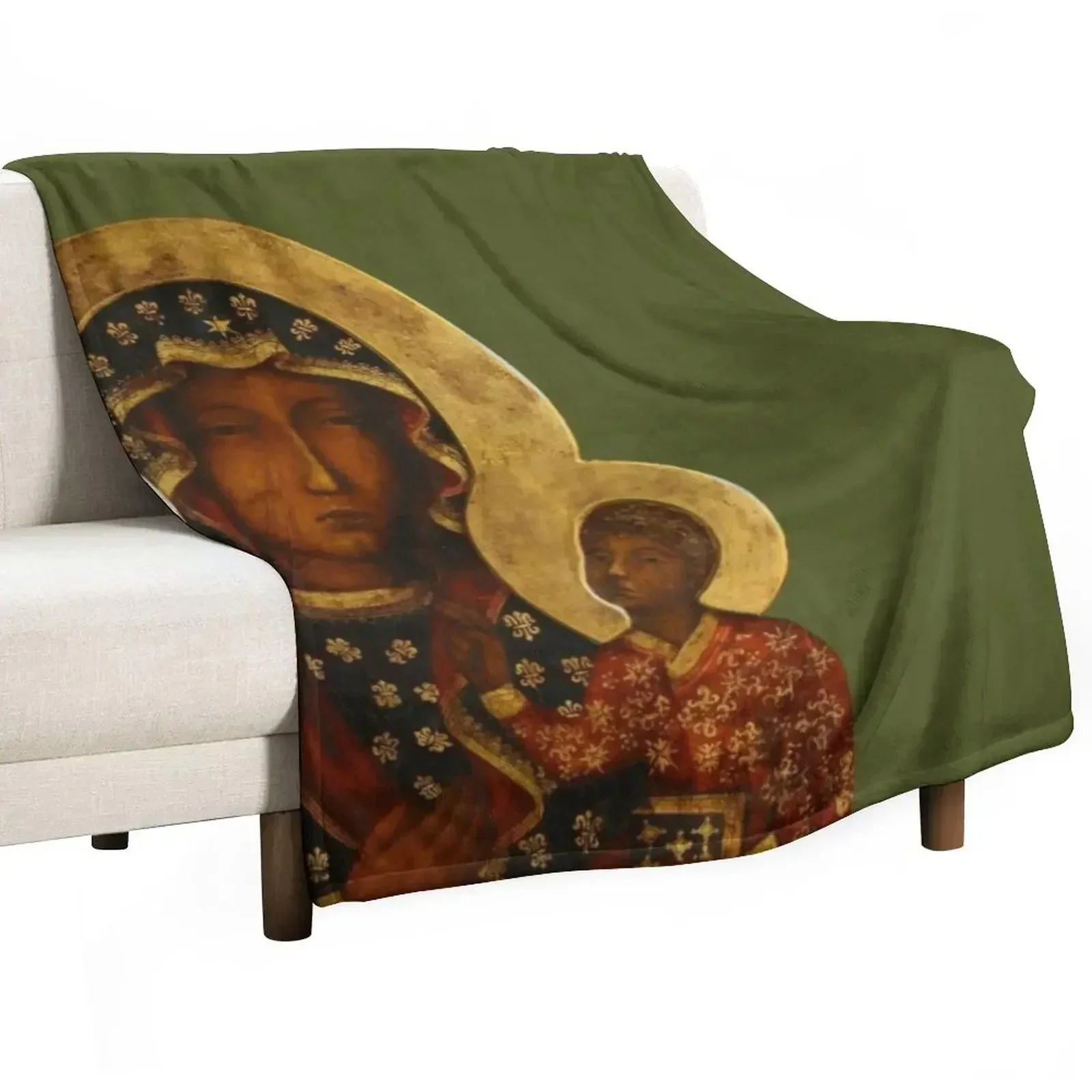 

The Black Madonna of Czestochowa, Our Lady of Czstochowa, Blessed Virgin Mary Throw Blanket