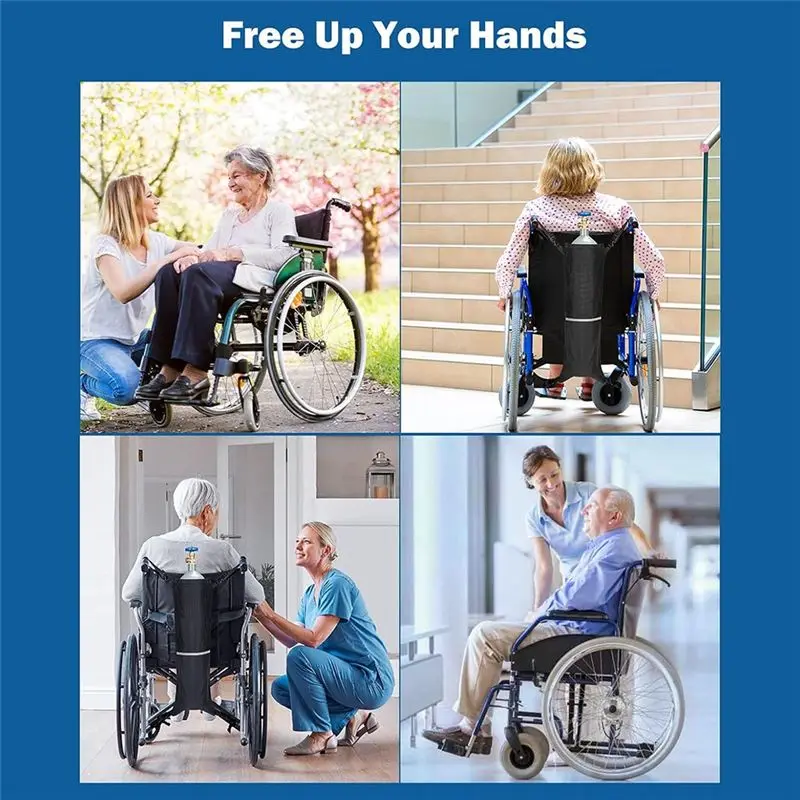 ABVG-Oxygen Tank Holder And Adjustable Straps, For Wheelchair Oxygen Cylinder Bag Portable D& E Cylinder Transport Bag