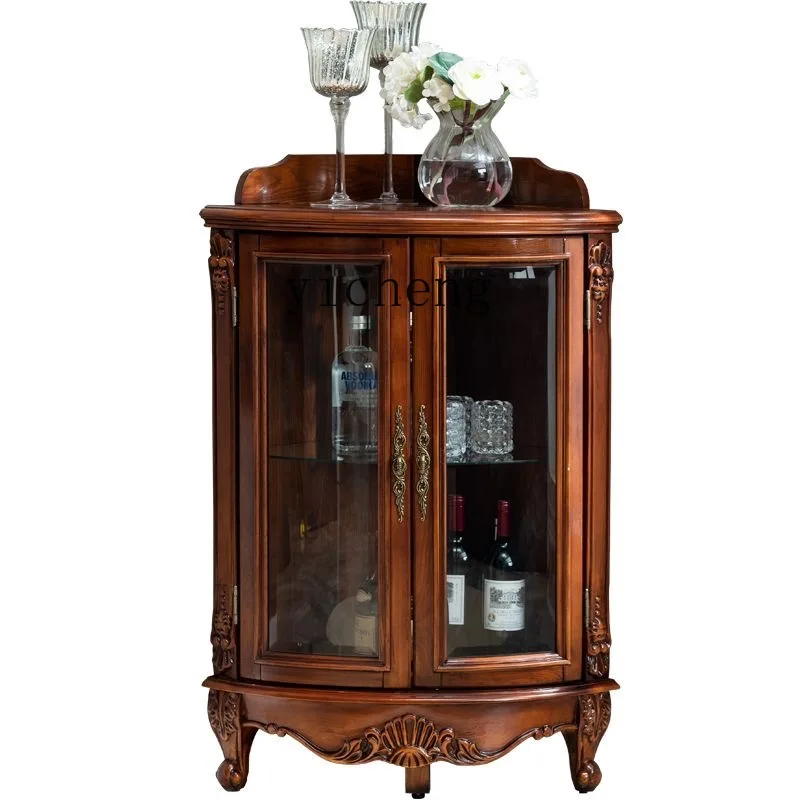 ZK solid wood corner cabinet triangular European corner rack storage living room multi-functional wine cabinet home accessories