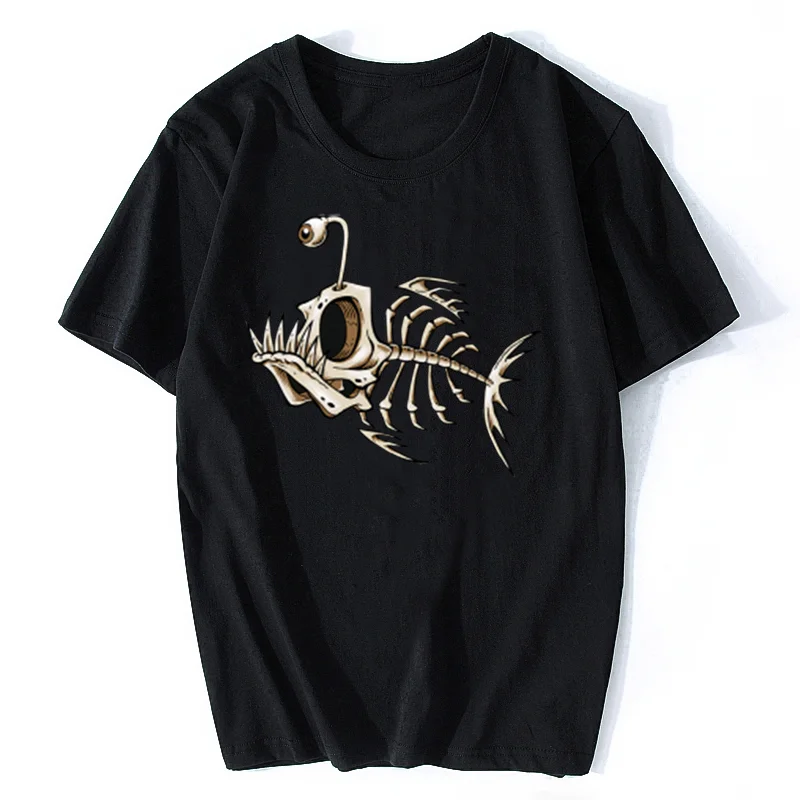 

Bonefish Skull Deep Sea Fish Skeleton Funny Fisherman Angler T-Shirt Cotton O-Neck Short Sleeve Men T Shirt Oversize Streetwear