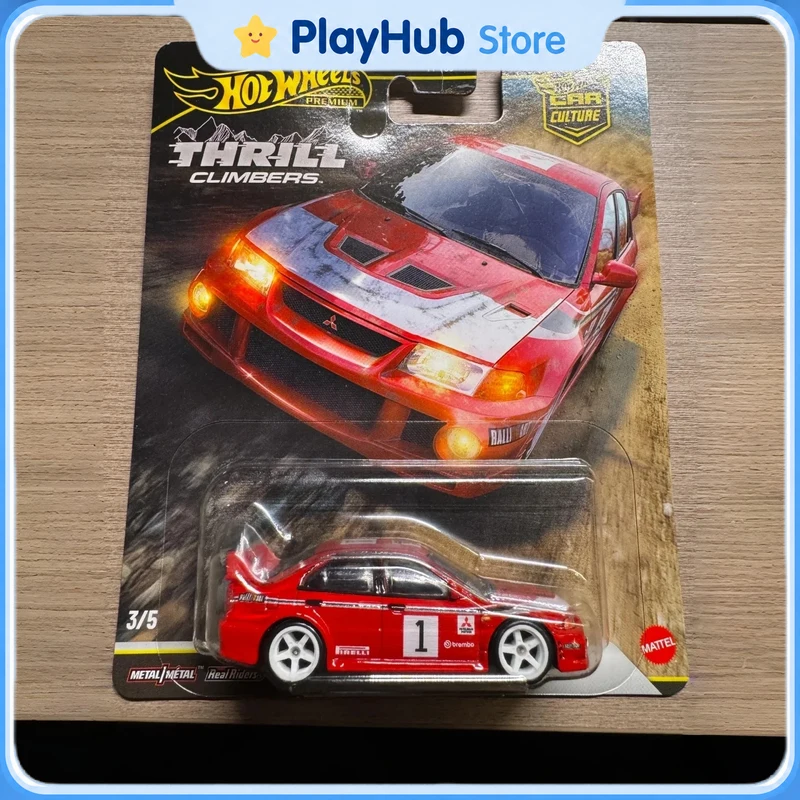Hot Wheels Premium Diecast Model Car FPY86 Thrill Climbers Mitsubishi Evo 6 Realistic Alloy 1:64 Scale Toy Collectible Gift