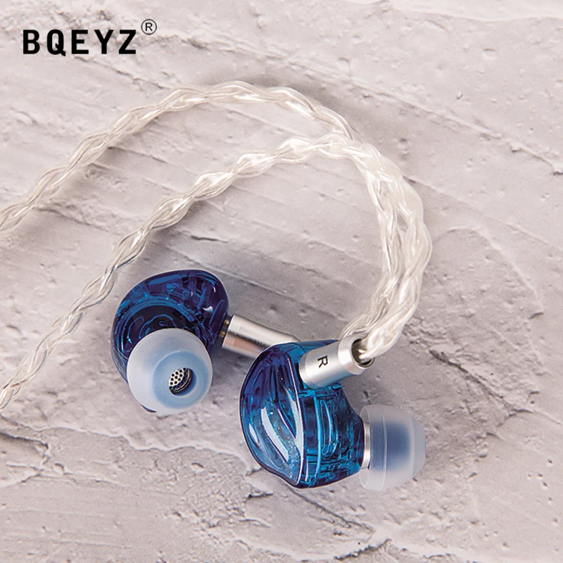BQEYZ-Écouteurs intra-auriculaires HIFI IEM, 3 membranes hybrides, isolation du bruit avec poignées amovibles, câble de prise 2.5/3.5/4.4mm