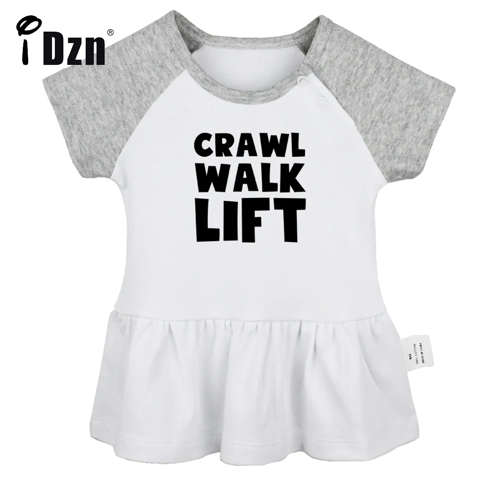 

iDzn Summer NEW Crawl Walk Lift Baby Girls Cute Short Sleeve Dress Infant Funny Pleated Dress Soft Cotton Dresses Clothes