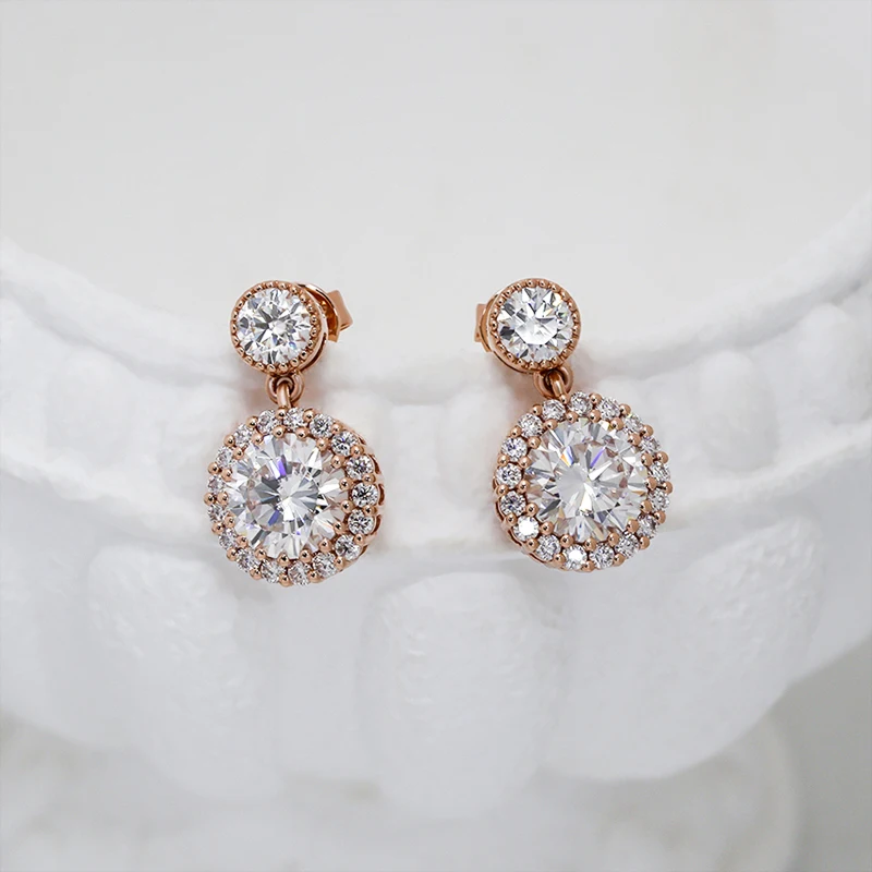 

Paston Custom 4mm&6.5mm Round Moissanite Pendant Earrings Moissanite Diamonds Jewelry Vvs1 Moissanite Earring