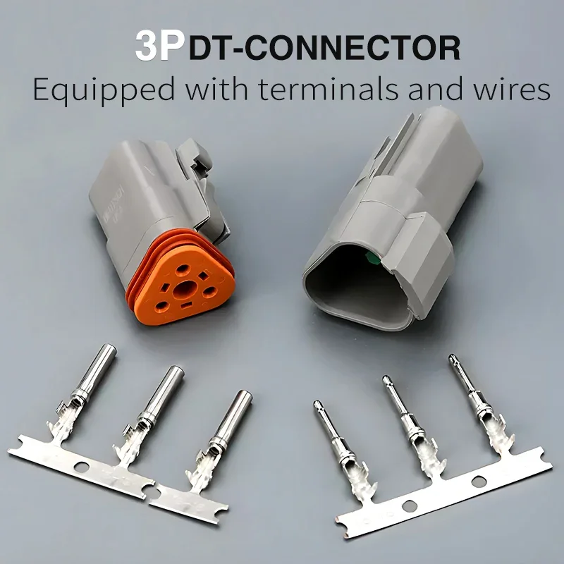 5/10/100 Sets Deutsch Type Connector Male Female Waterproof DT Connectors 3-Pin Dt04-3p Dt06-3s ,Sealable,3 Position