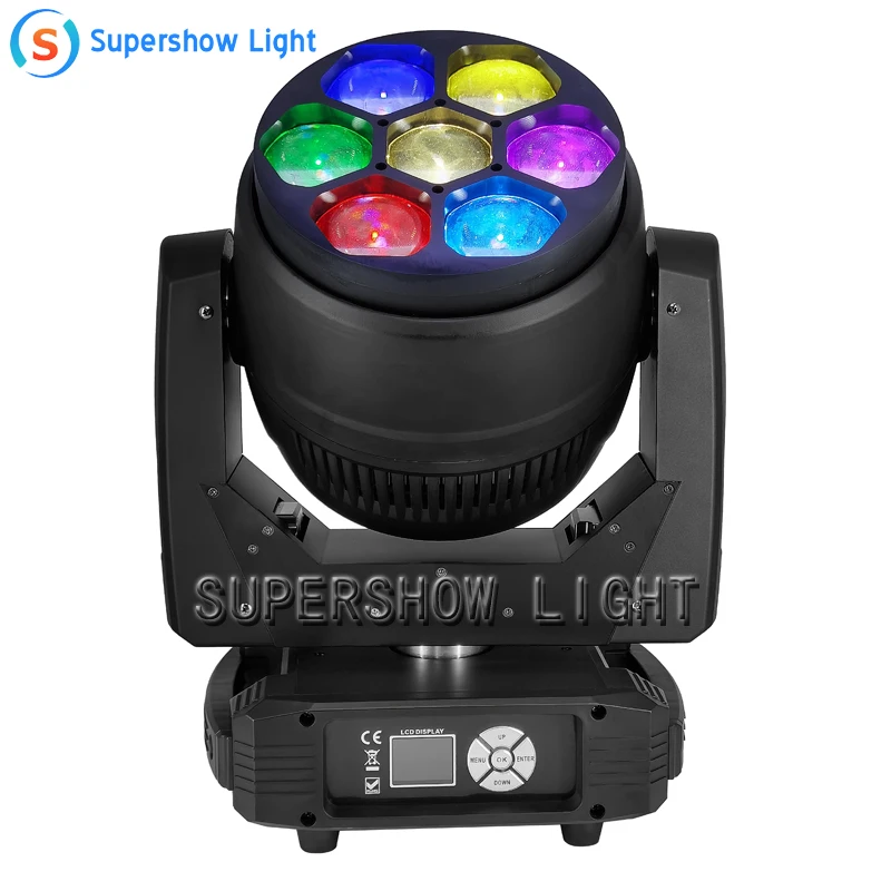 7x40w Mini LED Bee Eye Zoom Moving Head Light RGBW Color 4IN1 Endless Rotating Stage Disco Party Lights