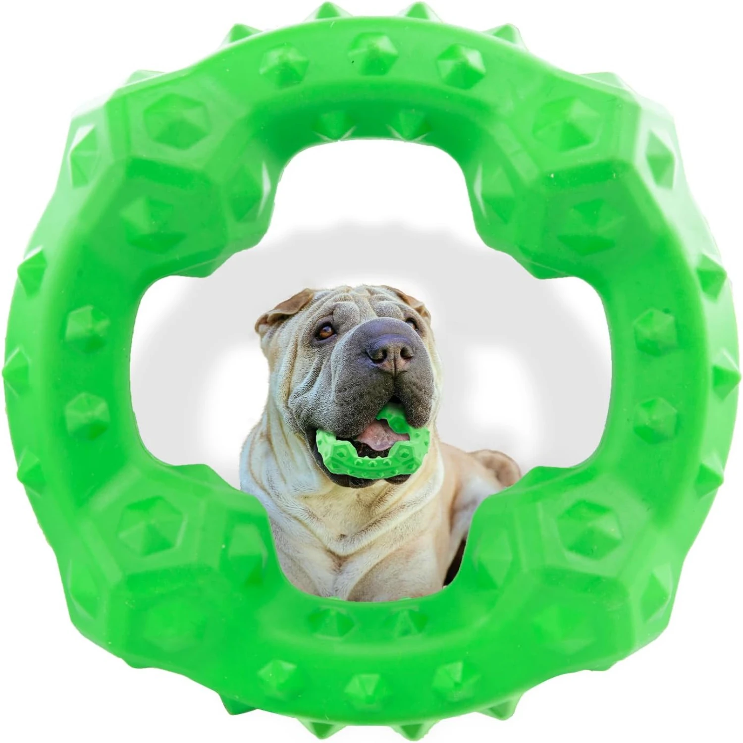 Interactive, Fun Green Beef Dental Chew Toy - High-Quality, Delicious - Excellent Oral Hygiene for Medium to Large Dogs - Promot