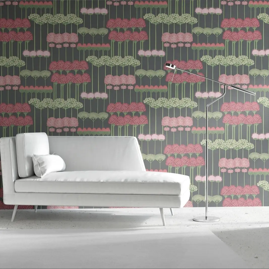 ورق جدران قابل للتقشير واللصق على شكل زهور عتيقة، ملصق ورق جدران على شكل زهرة أرضية فنية وجذعية، جدار تقليدي غير منسوج، خالٍ من مادة PVC