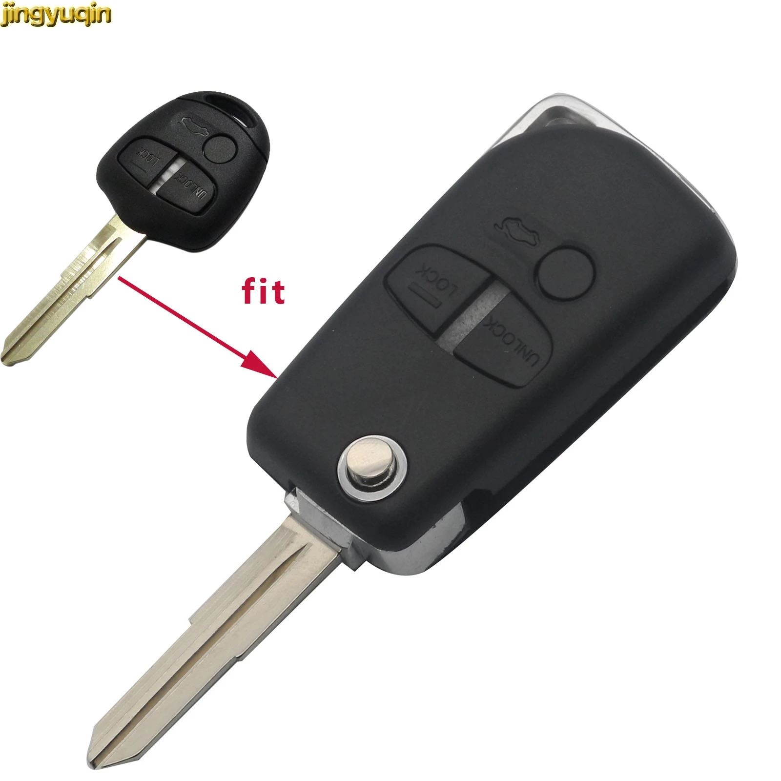 

Jingyuqin 5pcs 3 BTN Modified Folding Remote Key Shell Case For Mitsubishi Lancer Pajero Sport Triton Outlander Grandis ASX Fob