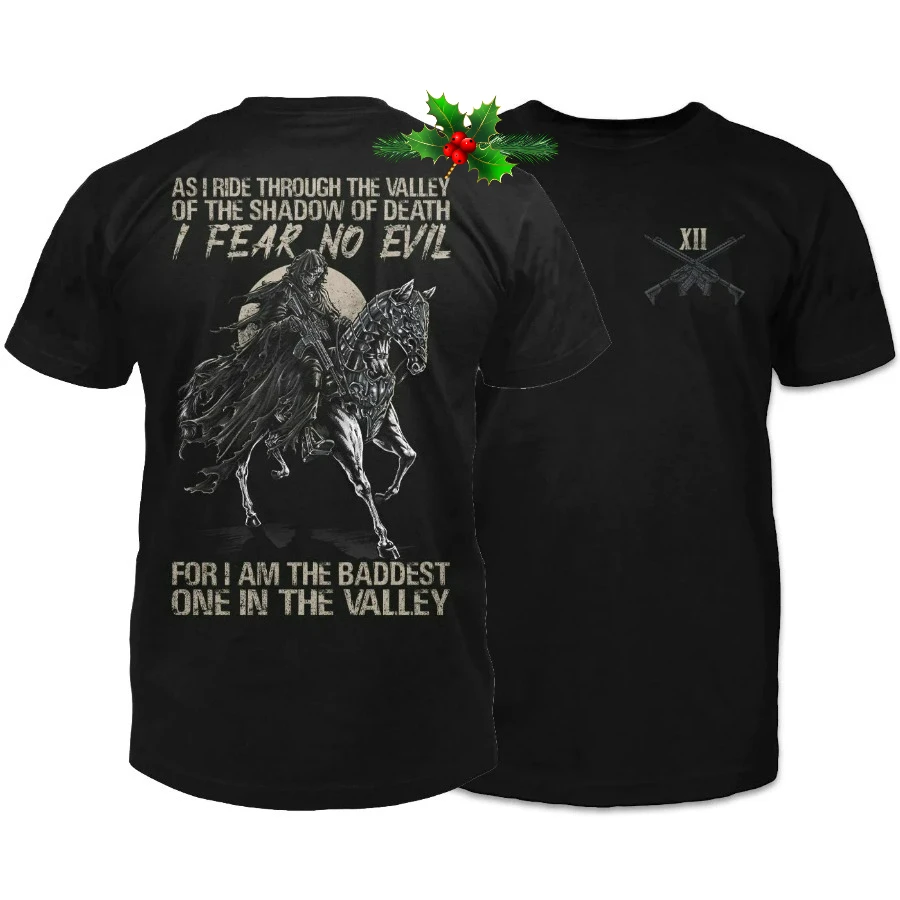 Ride Through The Valley Grim Reaper Armed with Rifle Graphic T-Shirt 100% Cotton O-Neck Summer Short Sleeve Casual Mens T-shirt