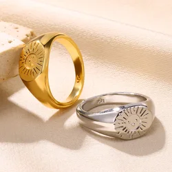 Stainless Steel Sun Rings Gold Color Finger Rings For Women Gold Color Classic Ring Fashion Jewelry Best Friend Gift Wholesalers
