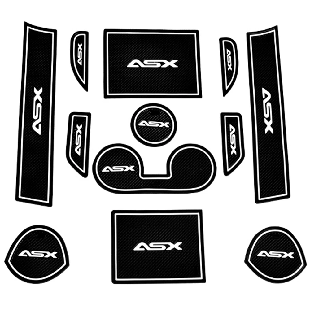 12Pcs Non-Slip Interior Door Pad Cup Mat Door Gate Slot Mat Case For Mitsubishi ASX 2013-2018 2020 Auto Accessories Car Styling