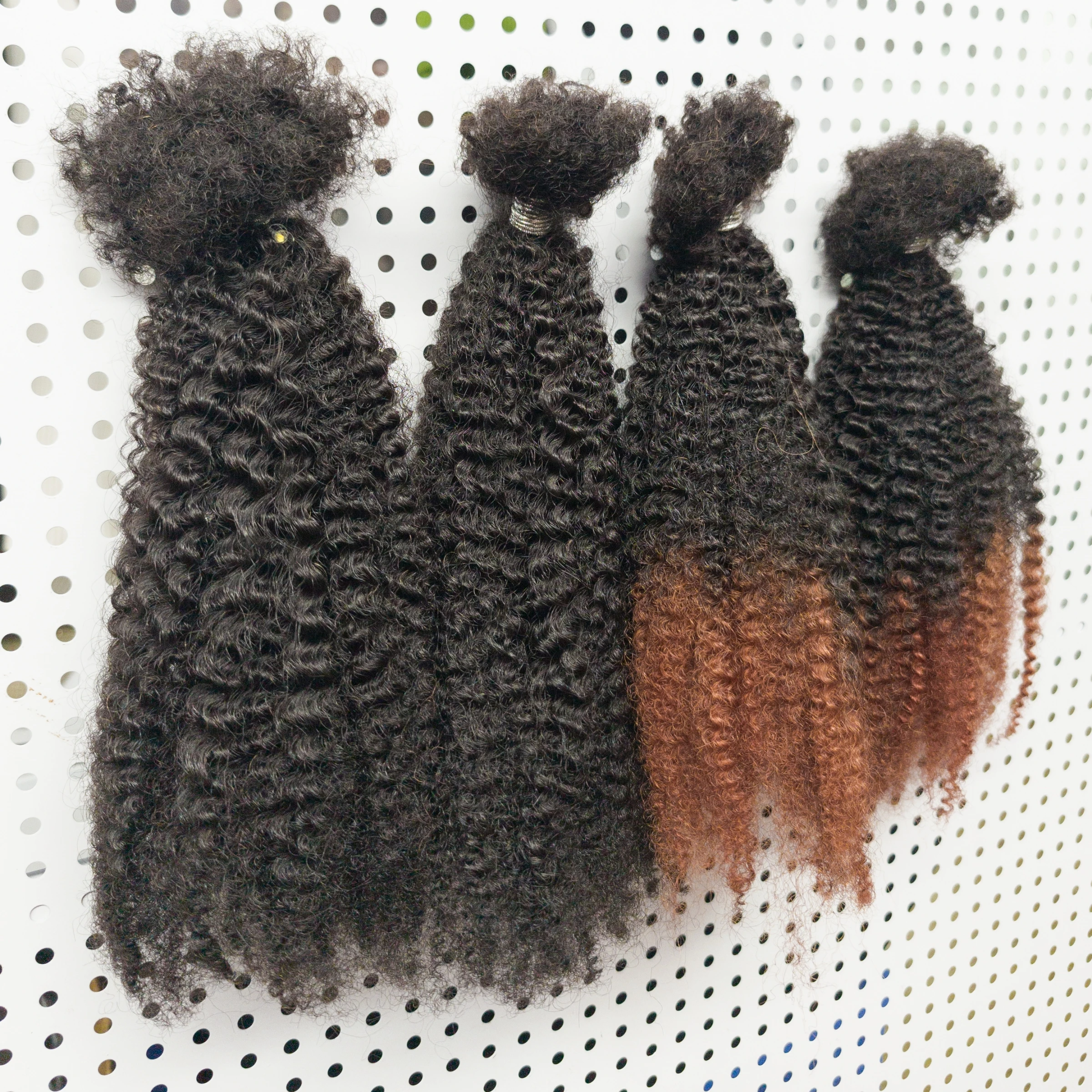 4C Afro Kinky Curly Bulk Brazilian Afro Kinky Human Hair Bundles Deal 16Inch Hair Extensions Curly Human Hair Weave for Women 1B