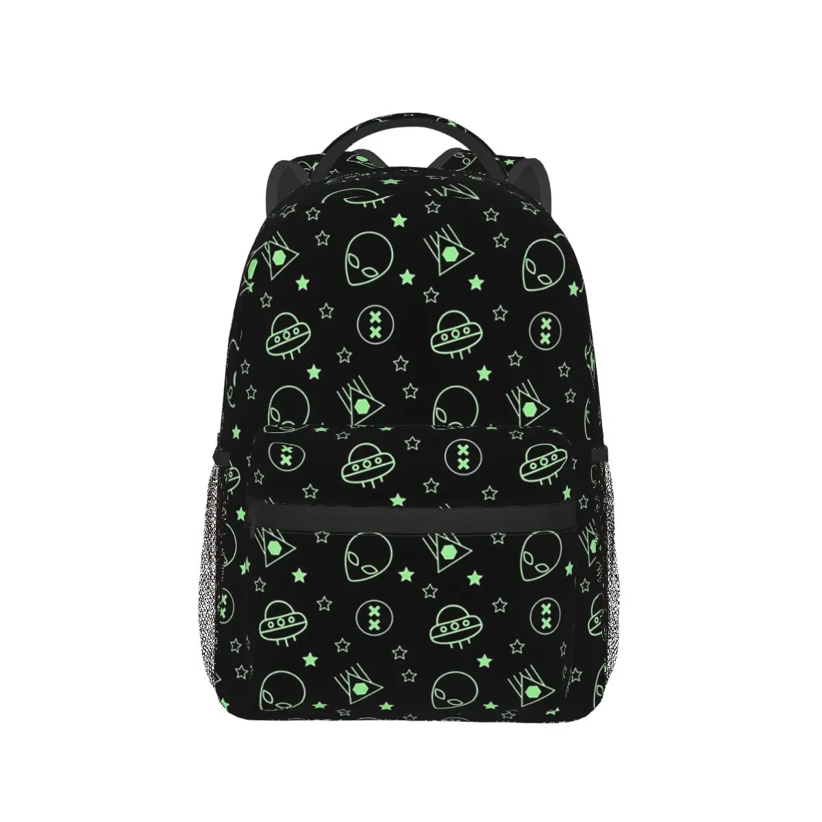 Green Alien Spaceship Pattern Backpack Hot Sale Daypack Large Capacity Kids BookBag School Bag Shoulder Bags for Men Women