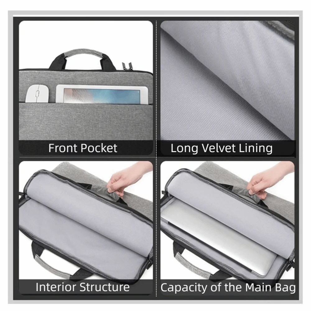 

Business Style Laptop Handbag Ultra Thin Shockproof Tablet Carry Case with Handle Large Capacity Laptop Protective Pouch