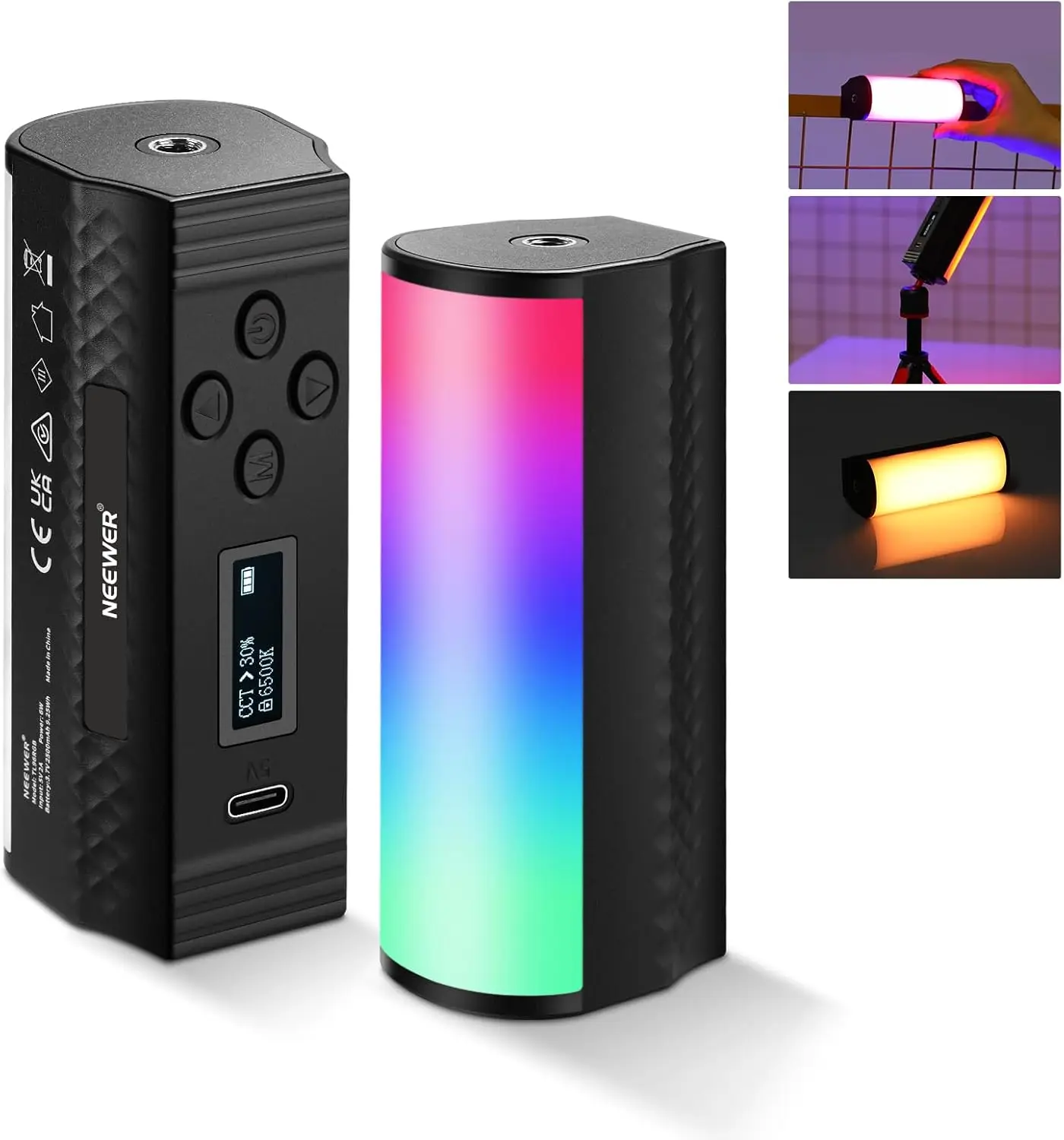 

Магнитный ручной световой фонарь NEEWER Basic, 360° ° Полноцветная мини-светодиодная видеолампа RGB, аккумулятор 2500 мАч, трубчатый светильник 2500-8500K