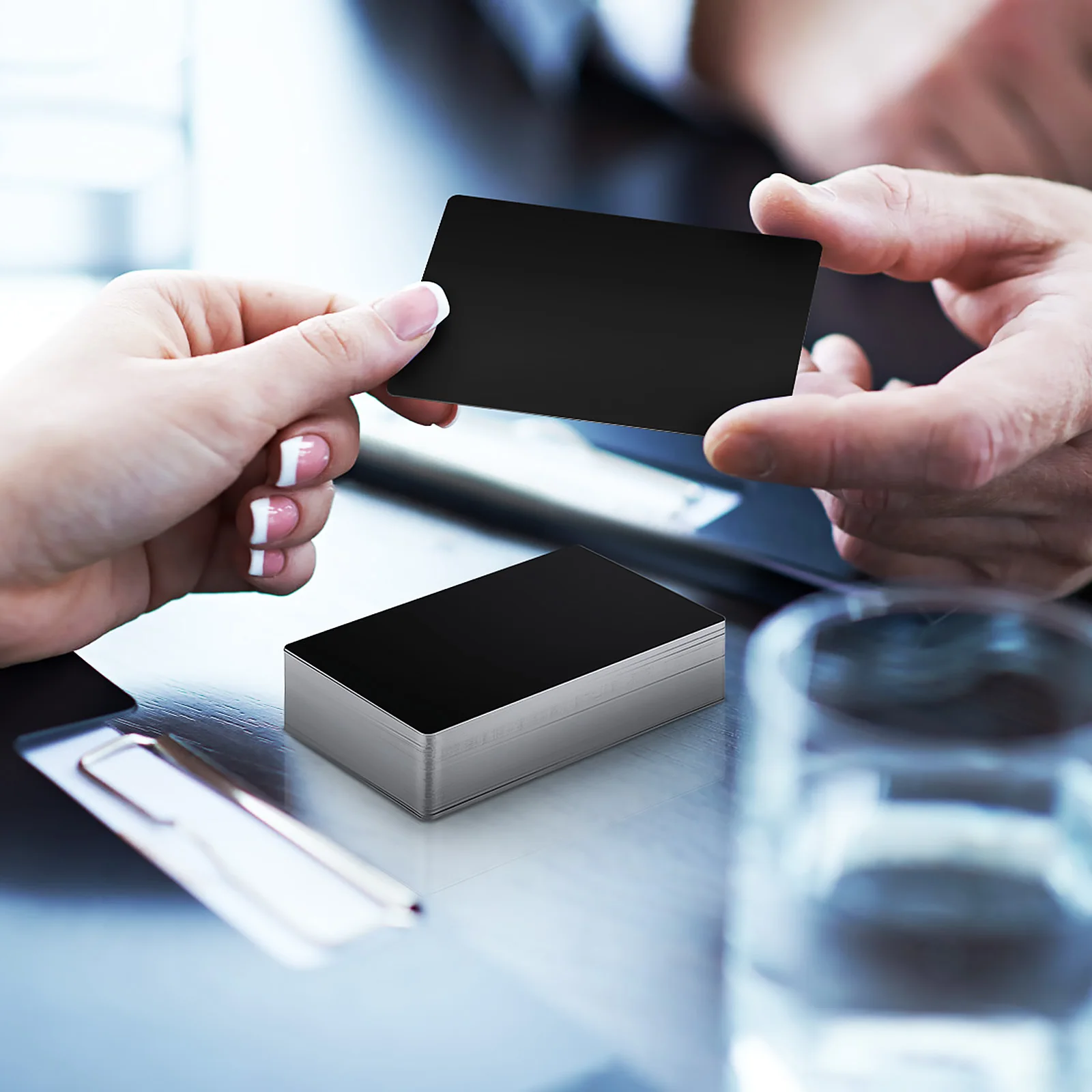 

50pcs Business Cards Blank Diy Nameplates Blank Metal Name Card Professional Stylish Name Tag Cards