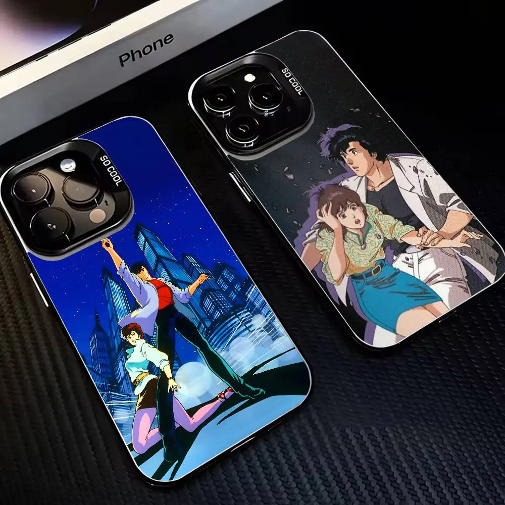 

R-Retro City Hunter Comic Phone Case For iPhone 16,15,14,13,12,11,Mini,Pro,MAX Black Matte Shockproof Cover