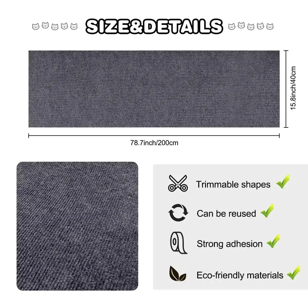 Selbstklebender Anti-Katzen-Kratz-Schutz für Sofas, DIY Kratzschutz für Katzenpfoten, zuschneidbarer Teppich, Katzenkratzbrett ﻿ Rollenversand – Detail 5