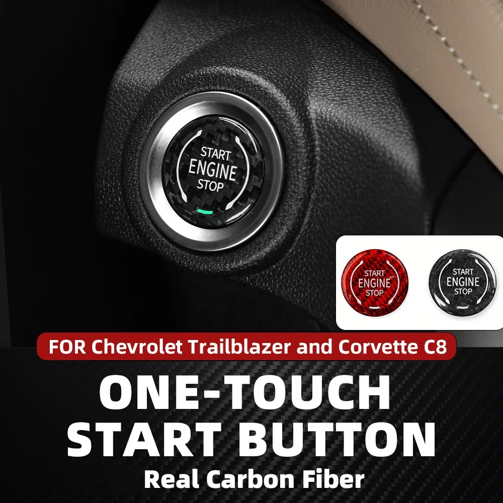 

Real Carbon Fiber For Chevrolet Trailblazer Corvette C8 Engine Start Stop Button Sticker Interior Trim Accessories Modifications