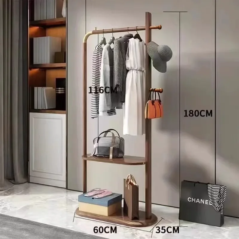 شماعة من الخشب الصلب لغرفة النوم من الأرض إلى السقف، شماعة صينية بسيطة جديدة، رف معطف داخلي، رف متعدد الوظائف #2