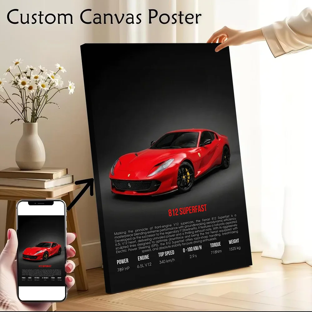Supercar 812 Superfast Printed Canvas Poster Personalized High Quality Wall Art Paintings for Living Room Decorations Home Decor