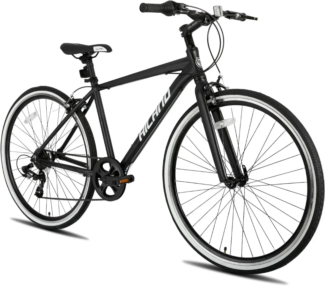 Mens and Womens Hybrid Bike Step-Over or Step-Through Frame 700C Wheels Urban Commuter Bike, 7 Speeds Road Bicycle for Adult