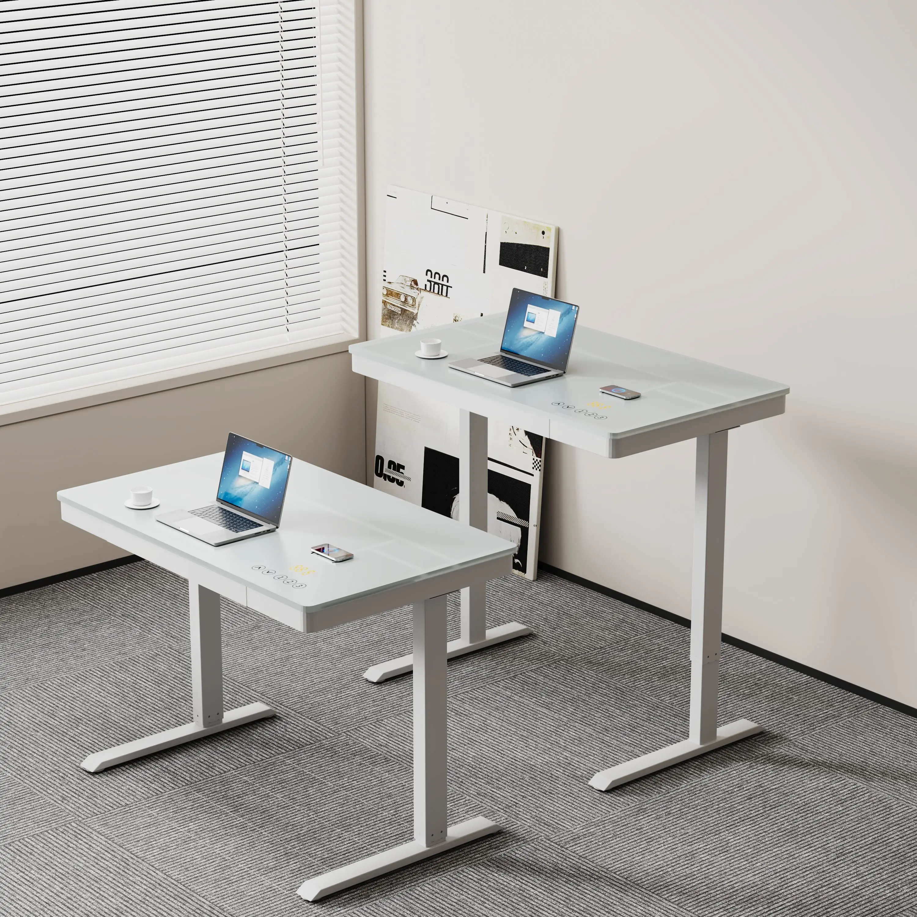 

Professional Electric Adjustable Standing Desk Office Home Gaming Computer Study Table Industrial Modern Design Filing Cabinets