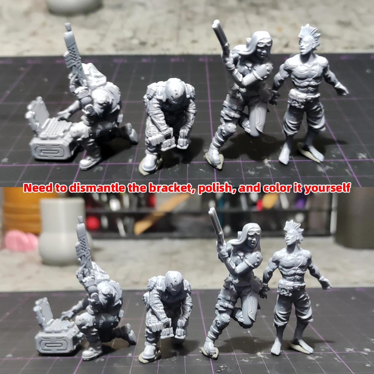 1/35/48 1/60 1/72 1/100 1/144 Modellbausatz 3D Harz Miniatur-Soldatenfiguren Diorama Unbemalt Cyberpunk Taktisches Team DIY – Detail 3
