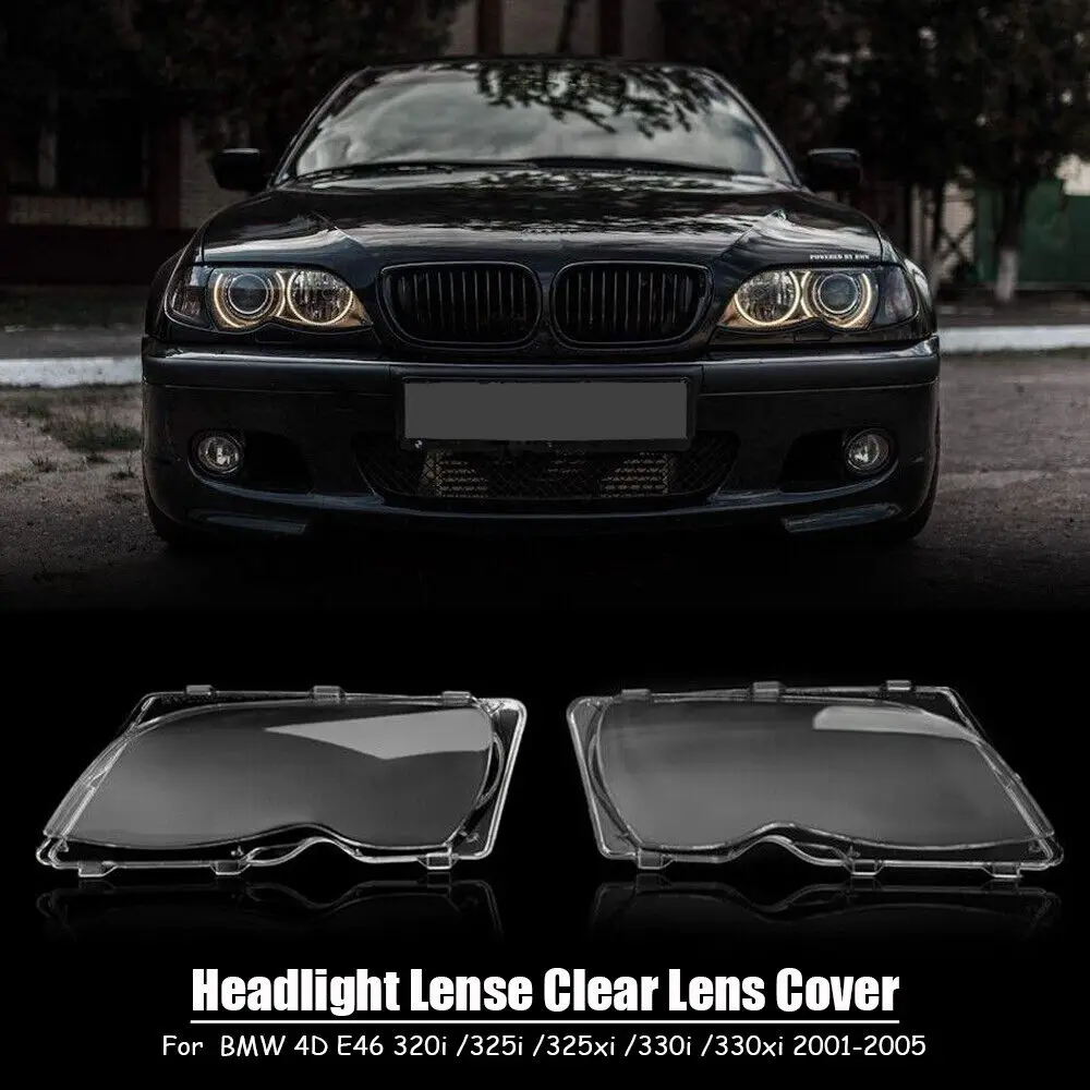 1 Pair Car Headlight Lens Covers For BMW 3 Series E46 318i 320i 325i 330i 330xi 4 Doors Sedan 2002 2003 2004 2005 Headlamp Cover