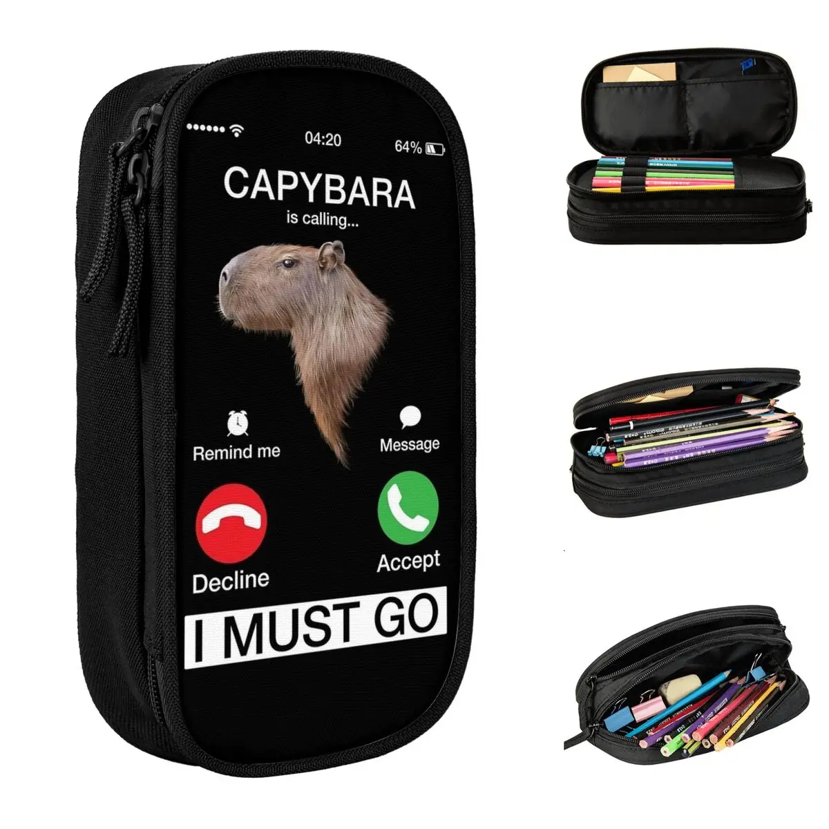 Capy Is Calling Rodent Animal Lover Pencil Case Capybara Pen Holder Bag Girls Boys Big Capacity Students School Pencilcases