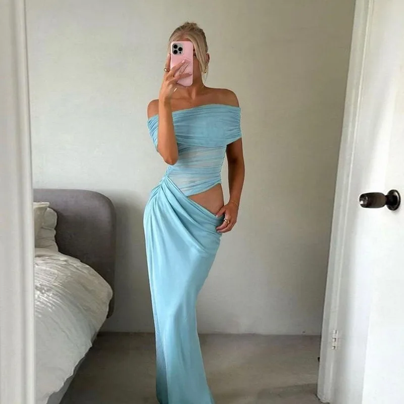 

Autumn New Socialite Style Sexy Slim Fit One Shoulder Hollow Out Waist Dress