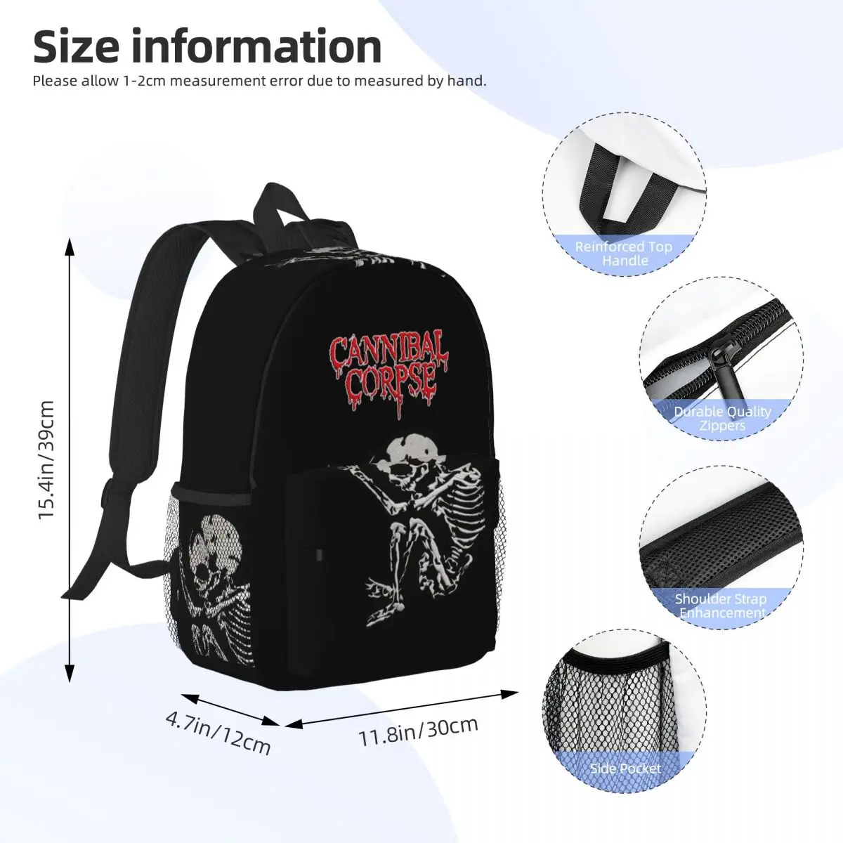Cannibal Corpse Heavy Metal Band Horror Backpack Student Boys Girls BookBag Men Women School Bag Computer Shoulder Bags