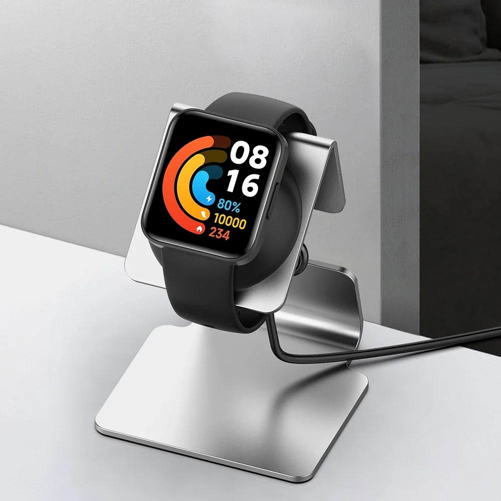 Подставка для зарядного устройства, зарядное устройство из алюминиевого сплава, совместимое с простым управлением, силиконовая катушка для карт, нескользящий коврик, безопасный для Redmi Watch 3/Watch 2