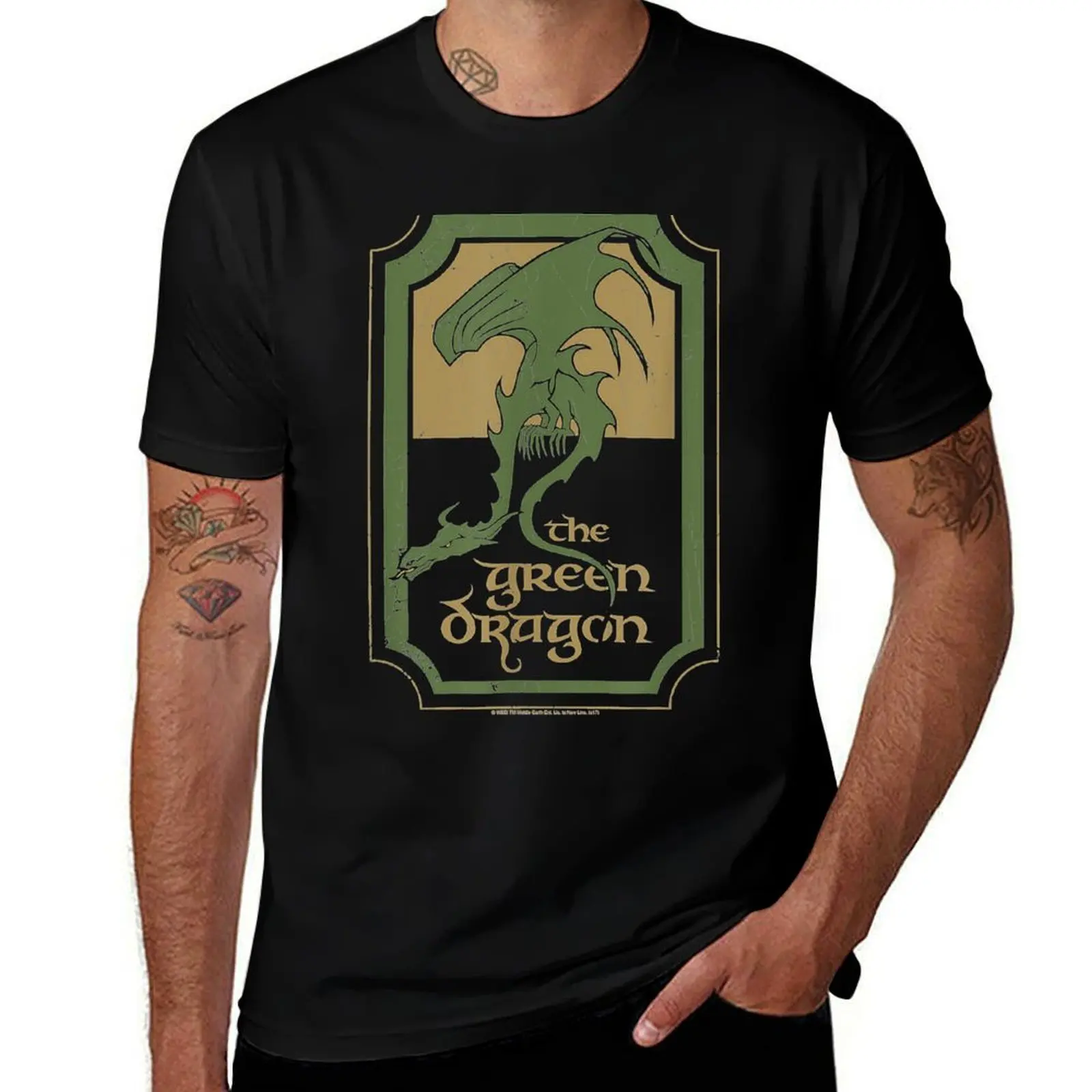 Lord Rings Green Dragon Tavern T-Shirt Street Art Print Tee Shirt
