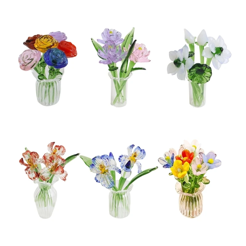 Glasimitationen von Blumen in zeitgenössischen Vasen für die Tischdekoration 3XUF – Detail 1