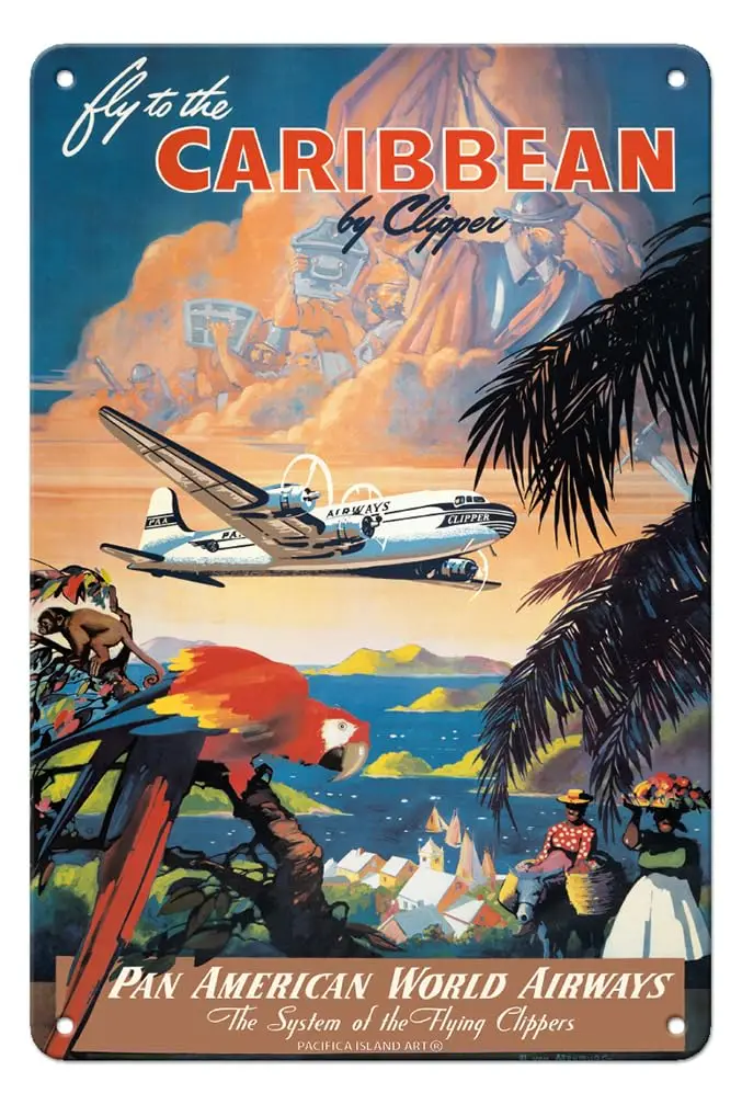 Fly to the Caribbean by Clipper - Pan American World Airways - Vintage Airline Travel Poster by Mark Von Arenburg c.1940s -  Vin