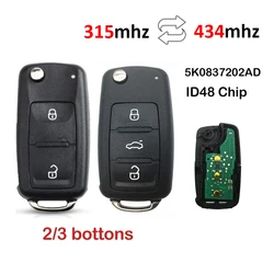 48Chip 434/315MHz Auto Afstandsbediening Sleutel voor VW Golf Tiguan Amarok Polo Passat CC SEAT Skoda Mk6 Octavia Jetta kever 5K0837202AD/202Q